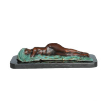 Escultura de Bronce y Decoración de Arte Femenina Estatua de Bronce y Bronce de Sleepy Girl Decoración de interior TPE-578